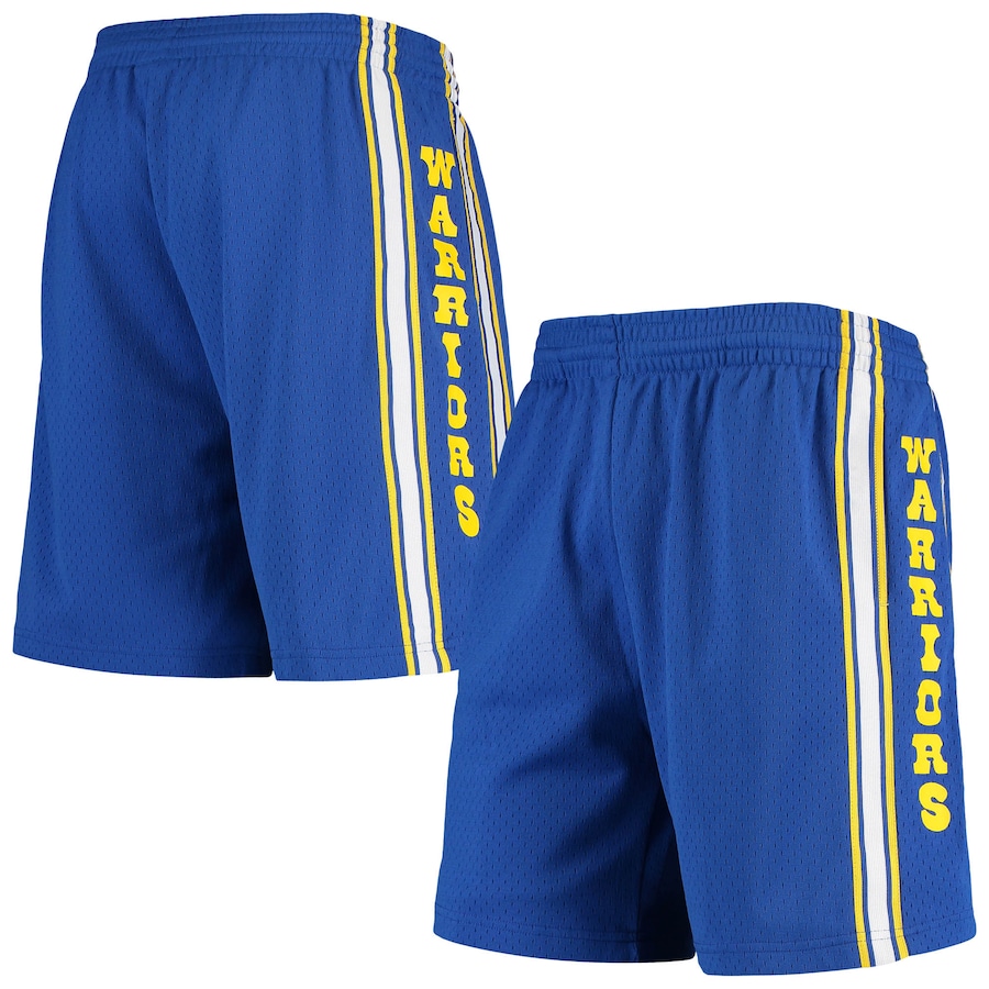 Men's Golden State Warriors Mitchell & Ness Royal Hardwood Classics Primary Logo Swingman Shorts