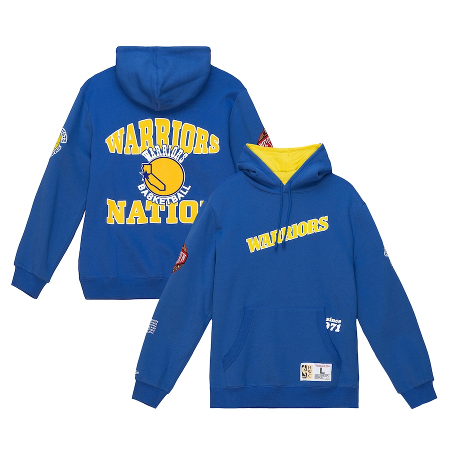 Men's Golden State Warriors Mitchell & Ness Royal Team Origins Fleece Pullover Hoodie Men's Golden State Warriors Mitchell & Ness Royal Team Origins Fleece Pullover Hoodie