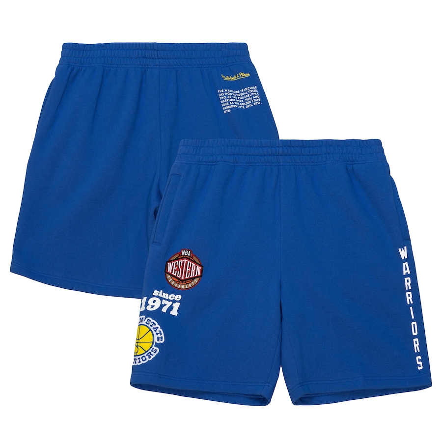 Men's Golden State Warriors Mitchell & Ness Royal Team Origins Fleece Shorts Men's Golden State Warriors Mitchell & Ness Royal Team Origins Fleece Shorts