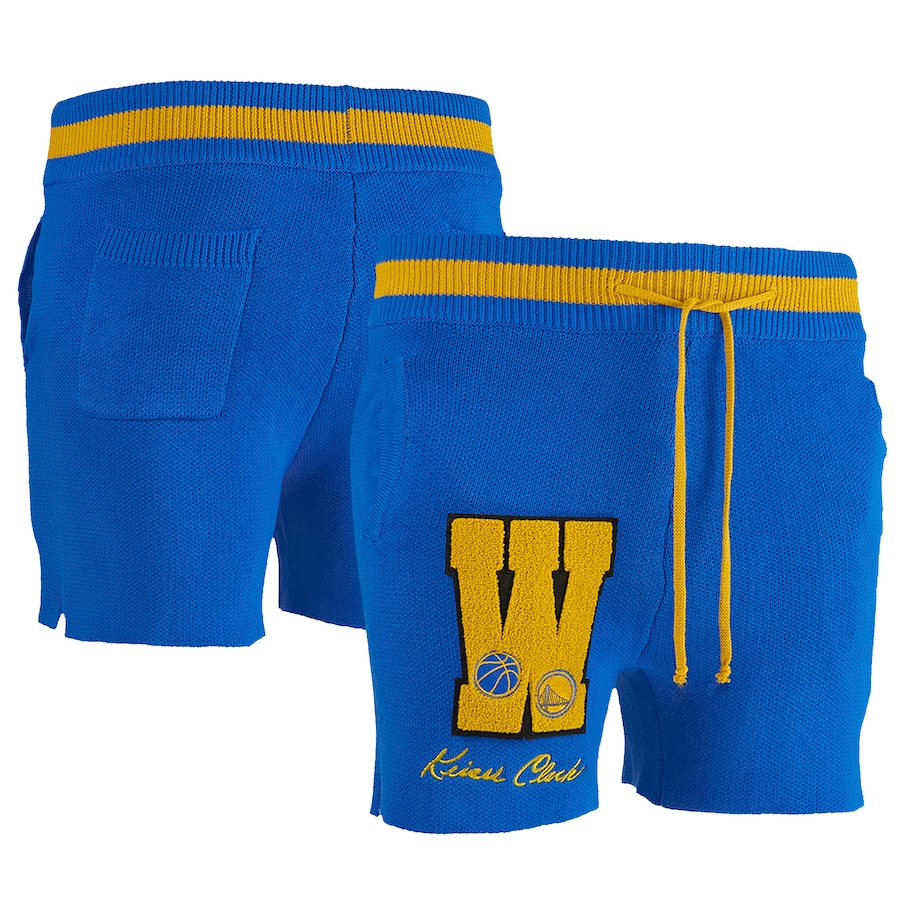 Men's Golden State Warriors NBA x Keiser Clark Royal/Yellow No Caller ID Knit Shorts Men's Golden State Warriors NBA x Keiser Clark Royal/Yellow No Caller ID Knit Shorts