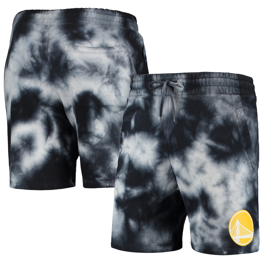 Men's Golden State Warriors New Era Black Fleece Tie-Dye Shorts Men's Golden State Warriors New Era Black Fleece Tie-Dye Shorts