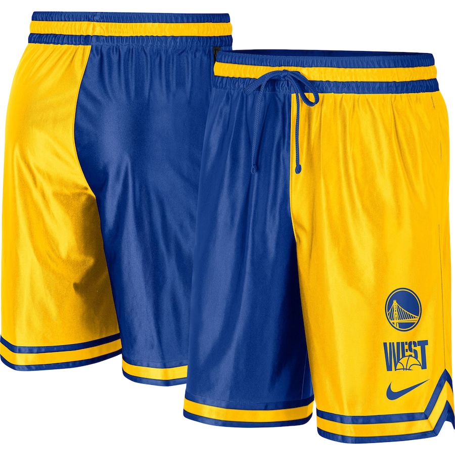 Men's Golden State Warriors NBA Gold/Royal Courtside Versus Force Split DNA Performance Shorts Men's Golden State Warriors NBA Gold/Royal Courtside Versus Force Split DNA Performance Shorts