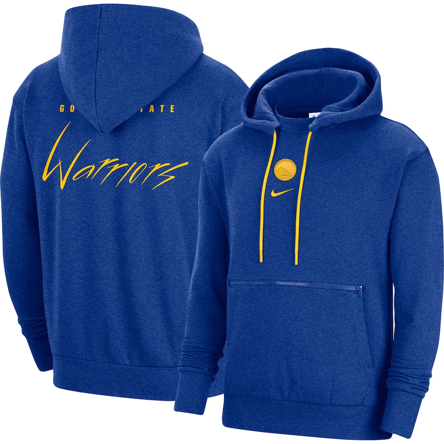 Men's Golden State Warriors NBA Heather Royal Courtside Versus Flight Pullover Hoodie Men's Golden State Warriors NBA Heather Royal Courtside Versus Flight Pullover Hoodie