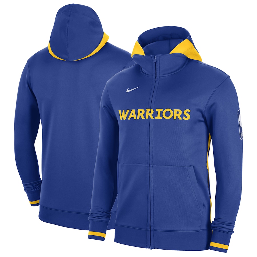 Men's Golden State Warriors NBA Royal Authentic Showtime Performance Full-Zip Hoodie