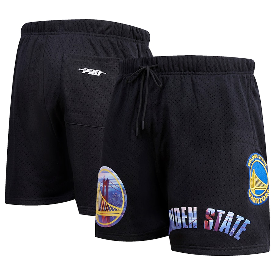Men's Golden State Warriors Pro Standard Black City Scape Mesh Shorts Men's Golden State Warriors Pro Standard Black City Scape Mesh Shorts