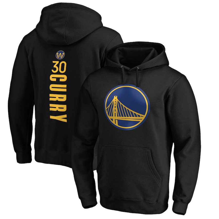 Men's Golden State Warriors Stephen Curry Black Playmaker Name & Number Pullover Hoodie Men's Golden State Warriors Stephen Curry Black Playmaker Name & Number Pullover Hoodie