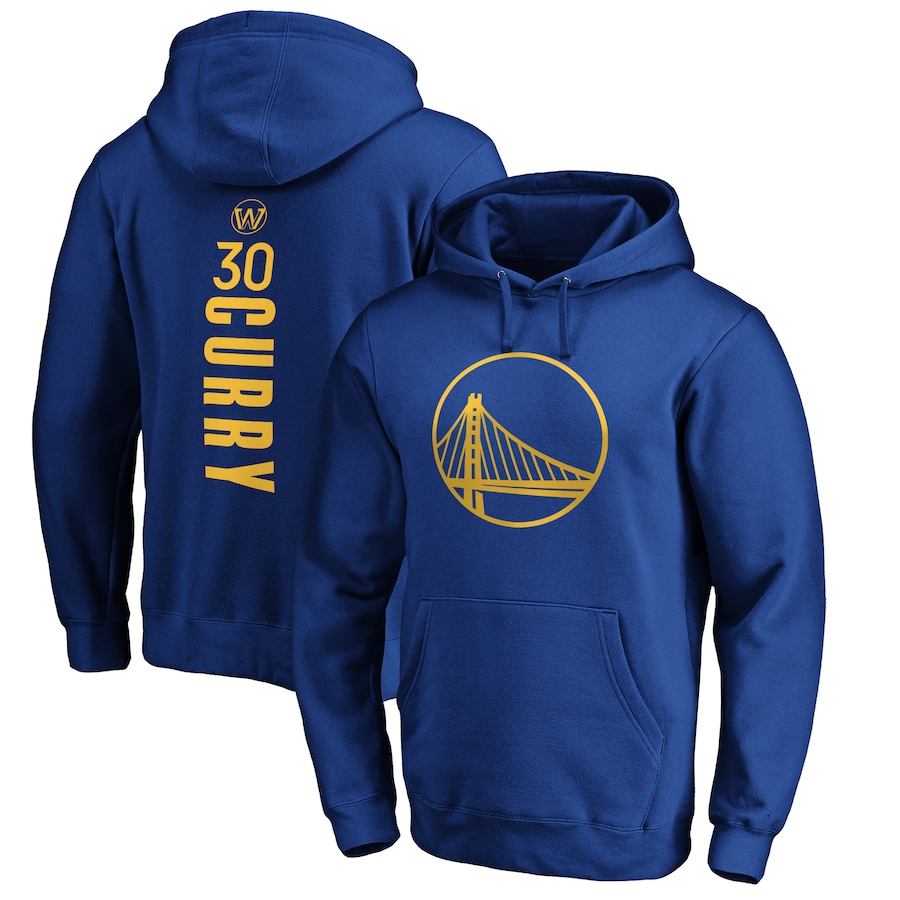 Men's Golden State Warriors Stephen Curry Royal Playmaker Name & Number Pullover Hoodie Men's Golden State Warriors Stephen Curry Royal Playmaker Name & Number Pullover Hoodie
