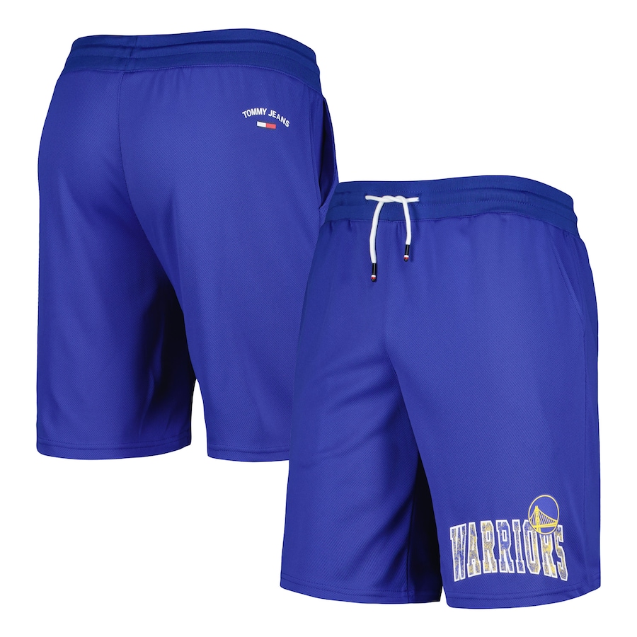 Men's Golden State Warriors Tommy Jeans Royal Mike Mesh Basketball Shorts Men's Golden State Warriors Tommy Jeans Royal Mike Mesh Basketball Shorts