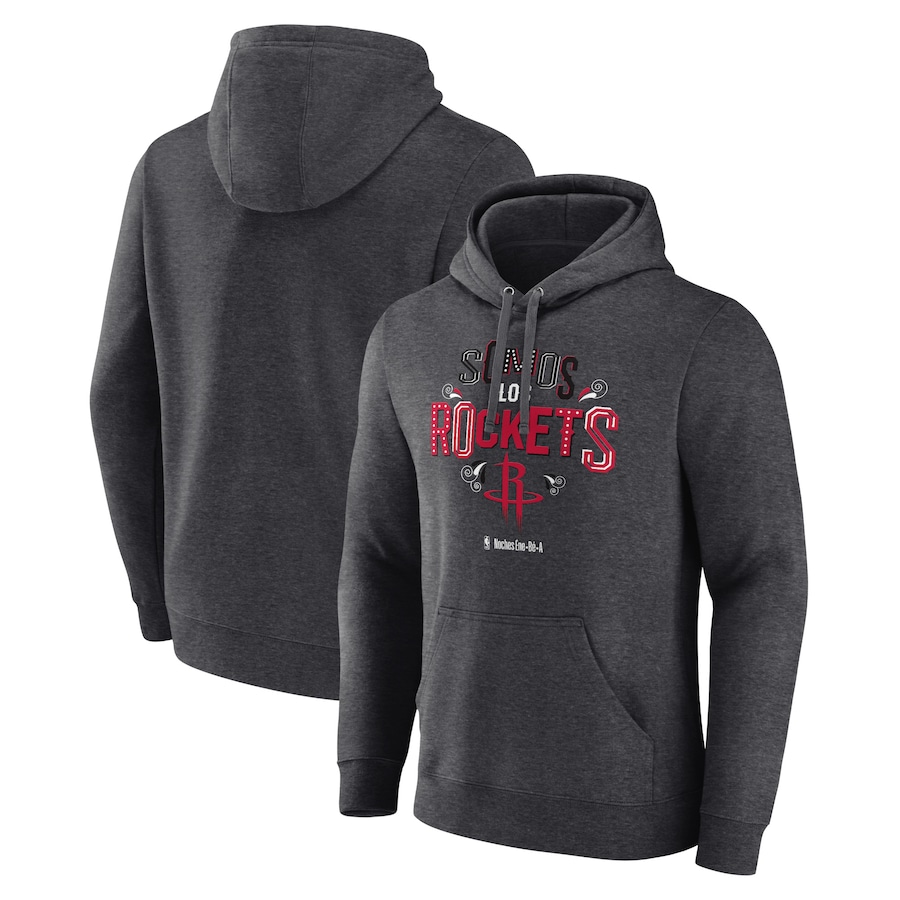 Men's Houston Rockets Charcoal Noches Ene-Be-A Pullover Hoodie Men's Houston Rockets Charcoal Noches Ene-Be-A Pullover Hoodie