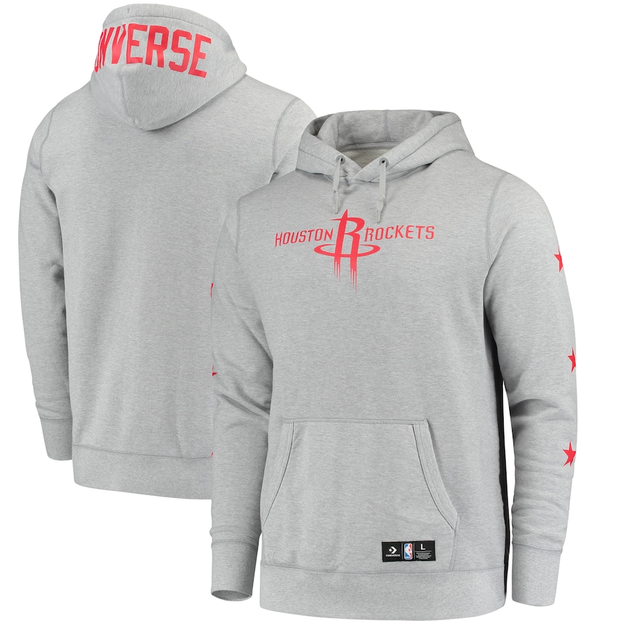 Men's Houston Rockets Converse Heathered Gray Essential Pullover Hoodie Men's Houston Rockets Converse Heathered Gray Essential Pullover Hoodie