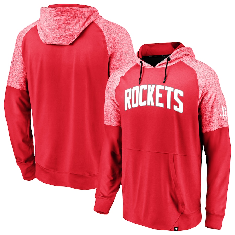 Men's Houston Rockets Red Made To Move Space Dye Raglan Pullover Hoodie Men's Houston Rockets Red Made To Move Space Dye Raglan Pullover Hoodie