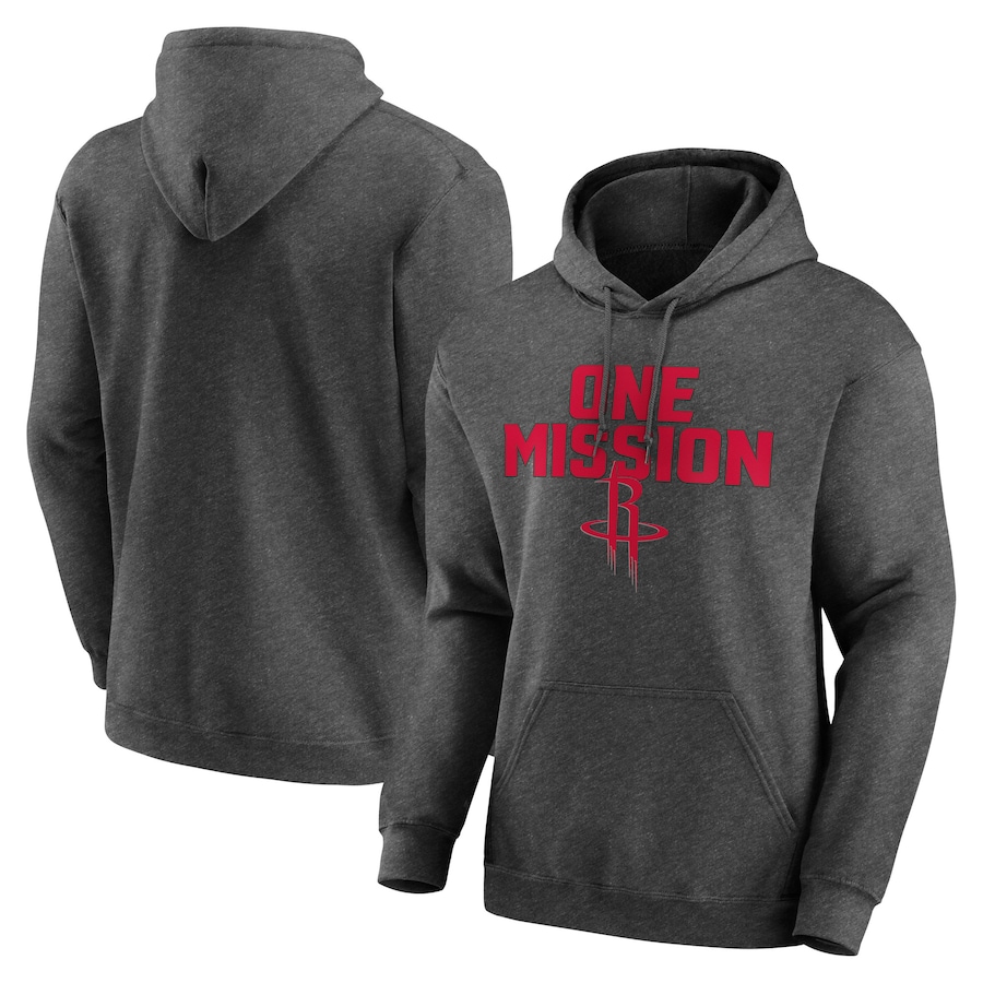 Men's Houston Rockets Heathered Charcoal Victory Earned Pullover Hoodie Men's Houston Rockets Heathered Charcoal Victory Earned Pullover Hoodie