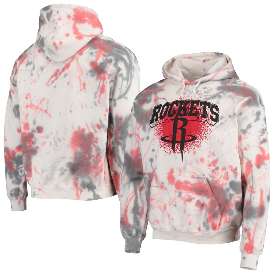 Men's Houston Rockets Junk Food Cream Tie-Dye Pullover Hoodie Men's Houston Rockets Junk Food Cream Tie-Dye Pullover Hoodie