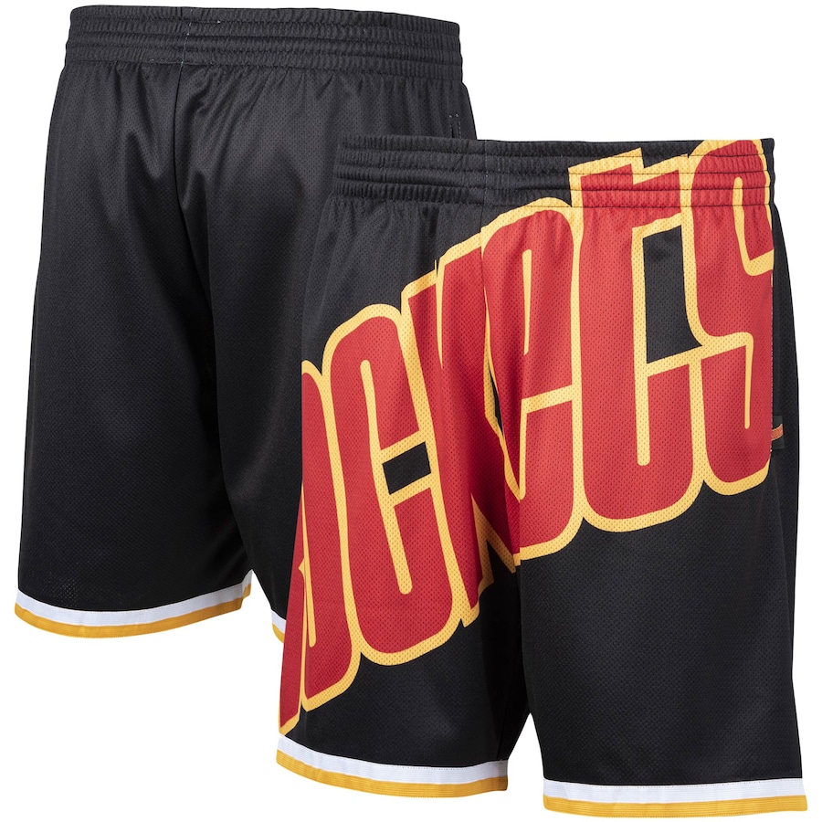 Men's Houston Rockets Mitchell & Ness Black Hardwood Classics Big Face 2.0 Shorts Men's Houston Rockets Mitchell & Ness Black Hardwood Classics Big Face 2.0 Shorts