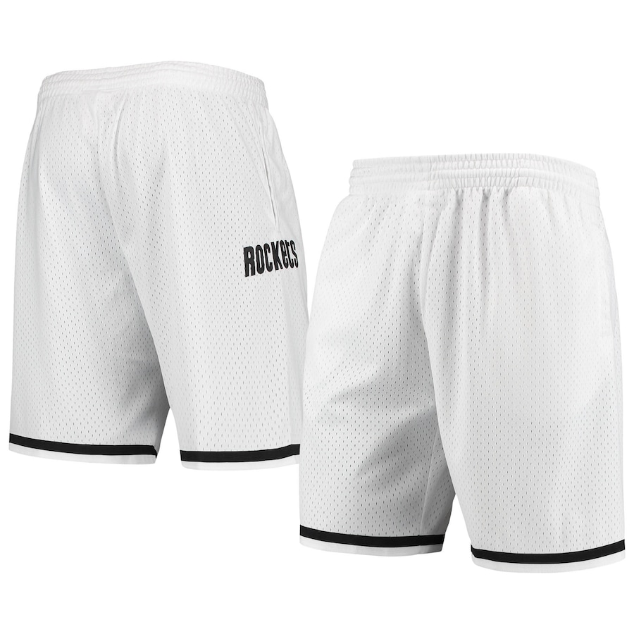 Men's Houston Rockets Mitchell & Ness Hardwood Classics White Out Swingman Shorts