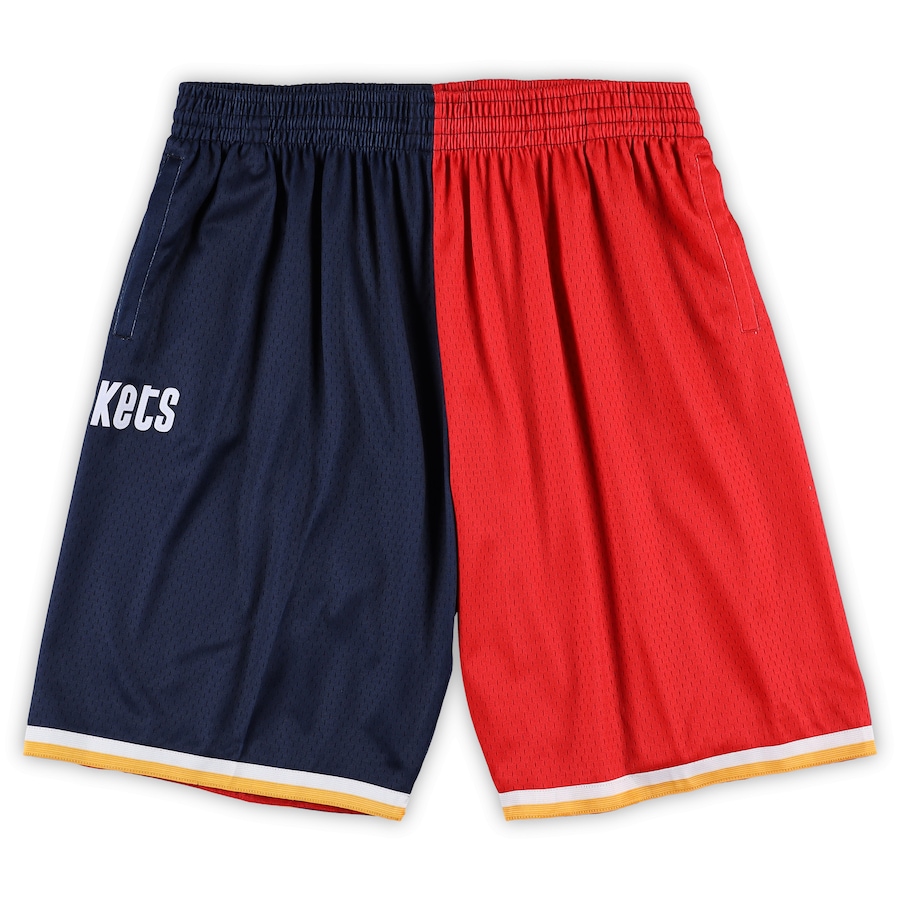 Men's Houston Rockets Mitchell & Ness Navy/Red Big & Tall Hardwood Classics Split Swingman Shorts