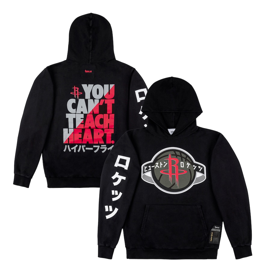 Men's Houston Rockets NBA x Hyperfly Black Katakana Pullover Hoodie Men's Houston Rockets NBA x Hyperfly Black Katakana Pullover Hoodie