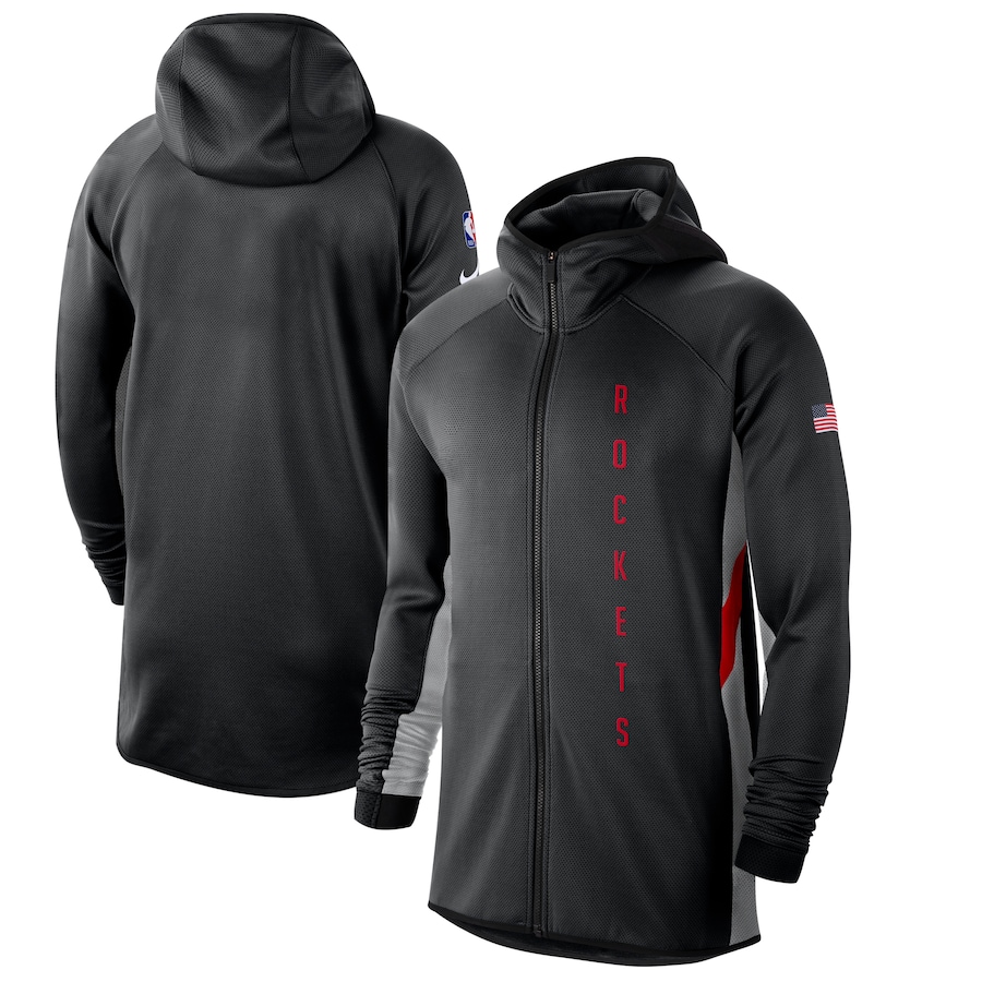 Men's Houston Rockets NBA Black/Silver 2019/20 Earned Edition Showtime Full-Zip Performance Hoodie Men's Houston Rockets NBA Black/Silver 2019/20 Earned Edition Showtime Full-Zip Performance Hoodie
