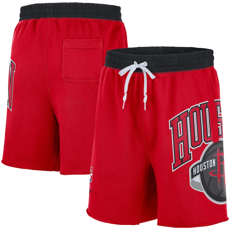 Men's Houston Rockets NBA Red 75th Anniversary Courtside Fleece Shorts