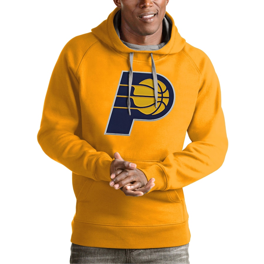 Men's Indiana Pacers Antigua Gold Team Logo Victory Pullover Hoodie