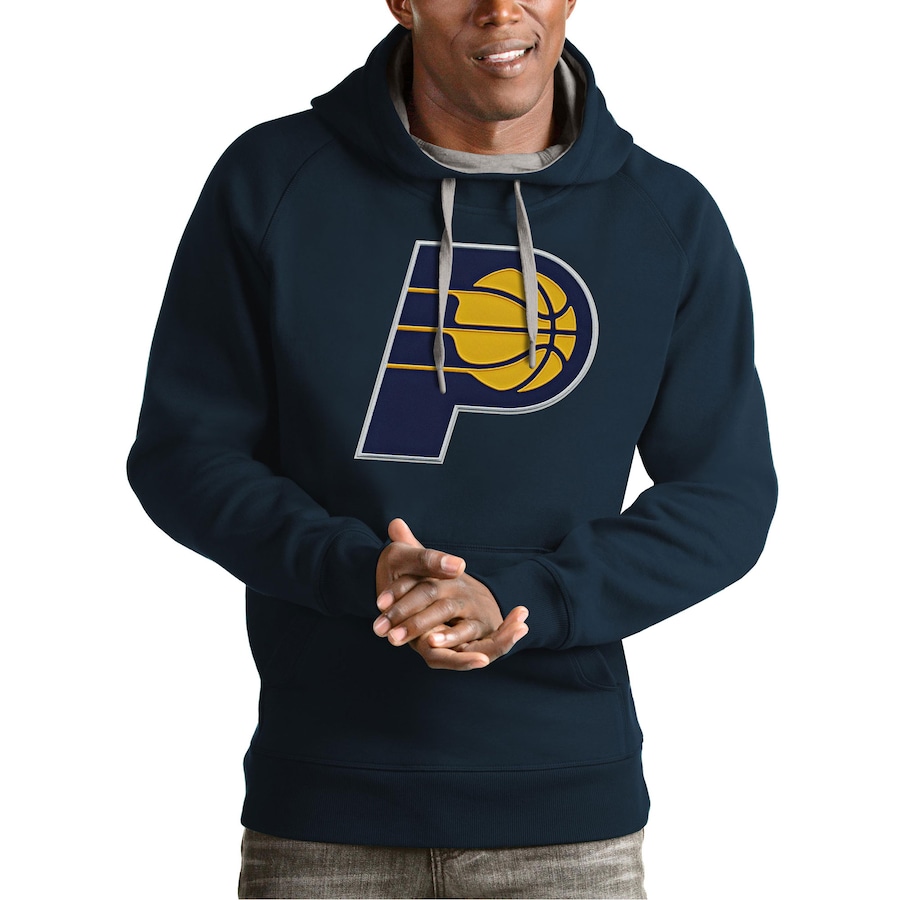 Men's Indiana Pacers Antigua Navy Team Logo Victory Pullover Hoodie