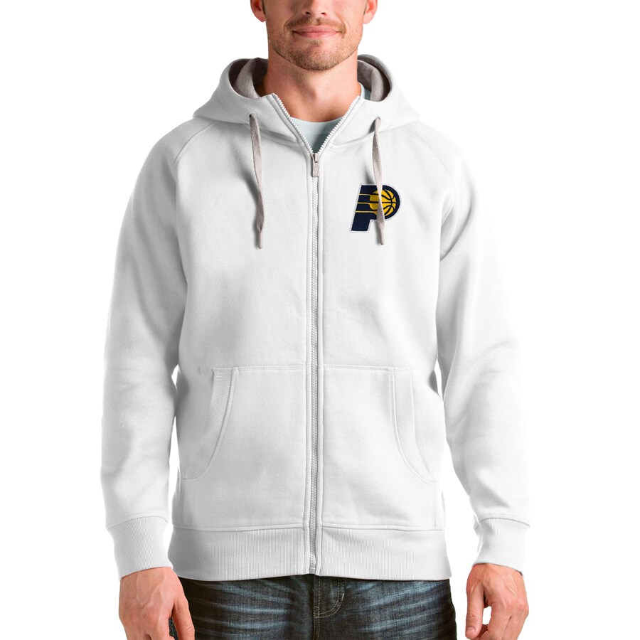 Men's Indiana Pacers Antigua White Logo Victory Full-Zip Hoodie