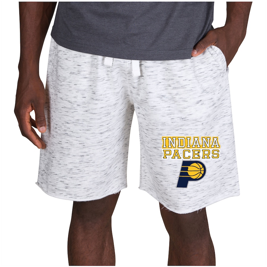 Men's Indiana Pacers Concepts Sport White/Charcoal Alley Fleece Shorts Men's Indiana Pacers Concepts Sport White/Charcoal Alley Fleece Shorts