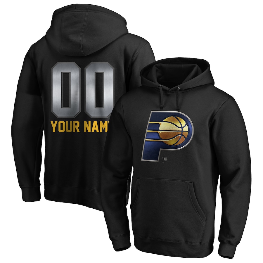 Men's Customize Indiana Pacers Black Midnight Mascot Personalized Name & Number Pullover Hoodie Men's Customize Indiana Pacers Black Midnight Mascot Personalized Name & Number Pullover Hoodie