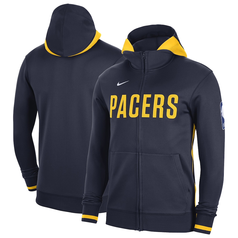 Men's Indiana Pacers NBA Navy Authentic Showtime Performance Full-Zip Hoodie