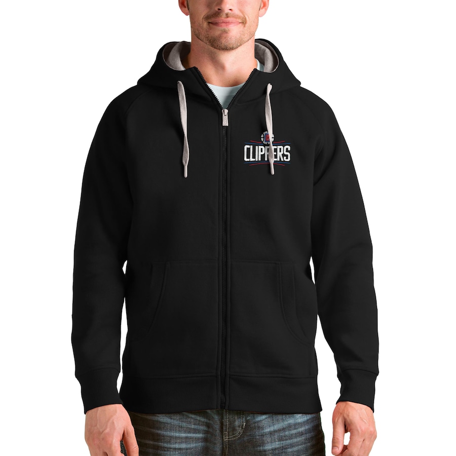 Men's LA Clippers Antigua Black Logo Victory Full-Zip Hoodie Men's LA Clippers Antigua Black Logo Victory Full-Zip Hoodie