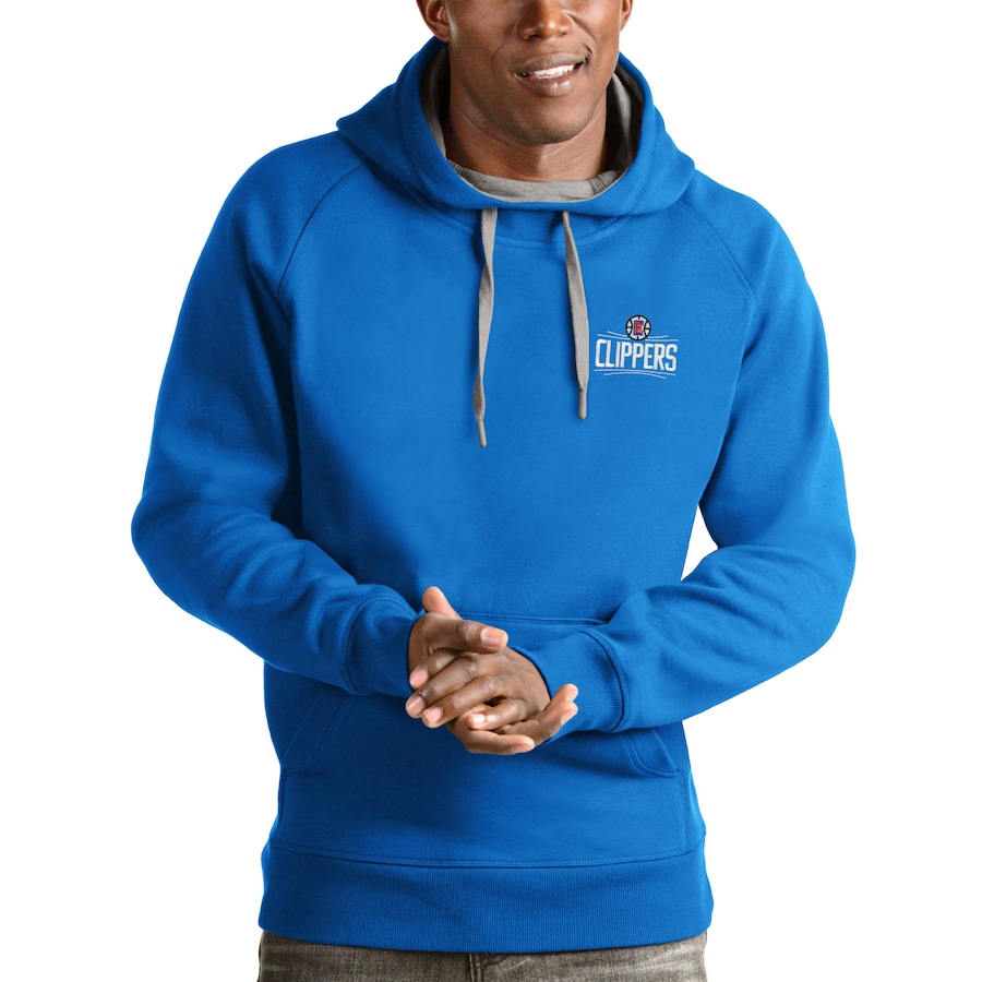 Men's LA Clippers Antigua Blue Victory Pullover Hoodie Men's LA Clippers Antigua Blue Victory Pullover Hoodie