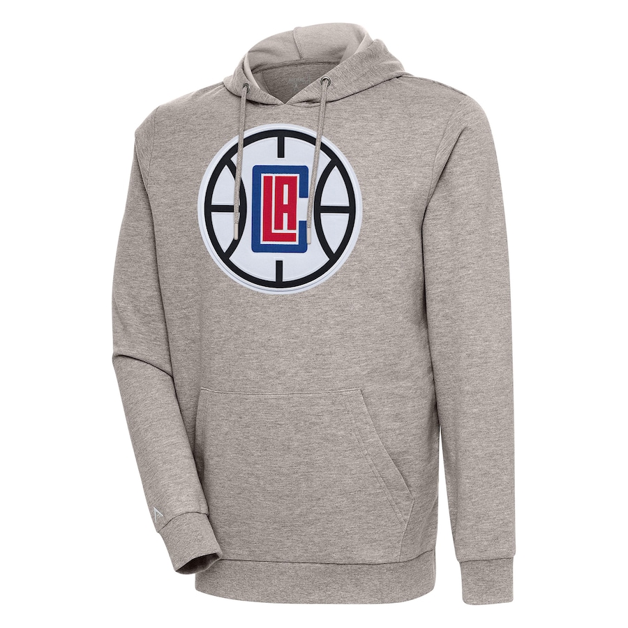 Men's LA Clippers Antigua Oatmeal Action Pullover Hoodie