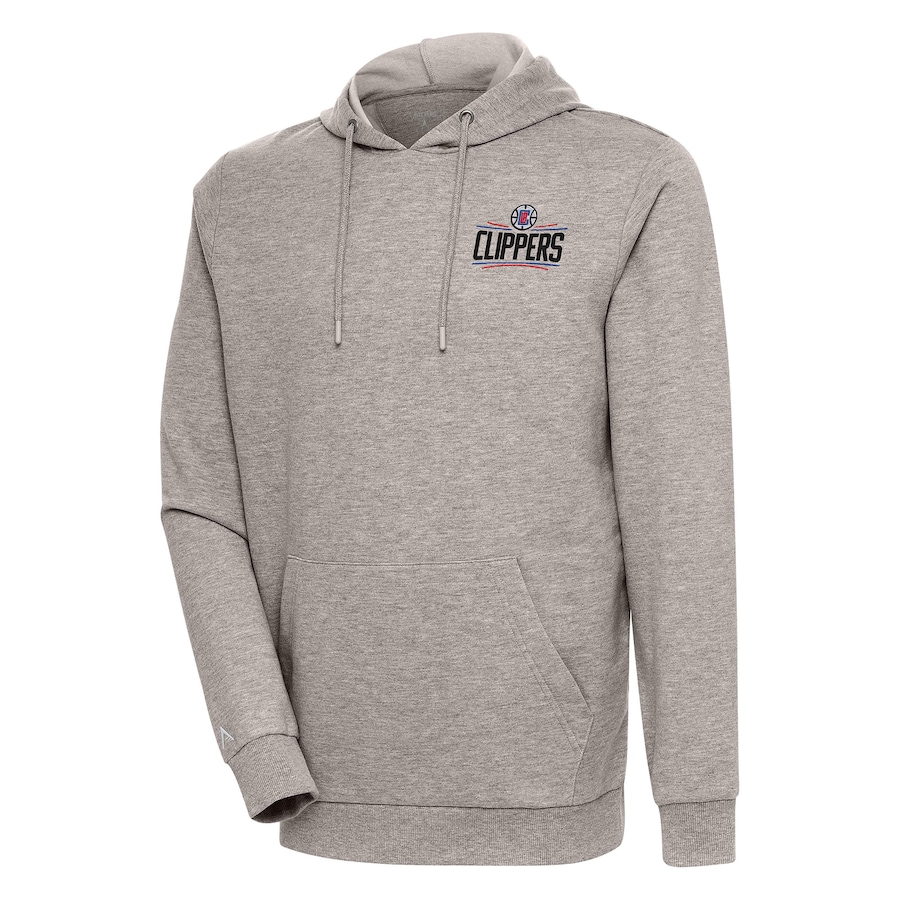 Men's LA Clippers Antigua Oatmeal Action Pullover Hoodie Men's LA Clippers Antigua Oatmeal Action Pullover Hoodie