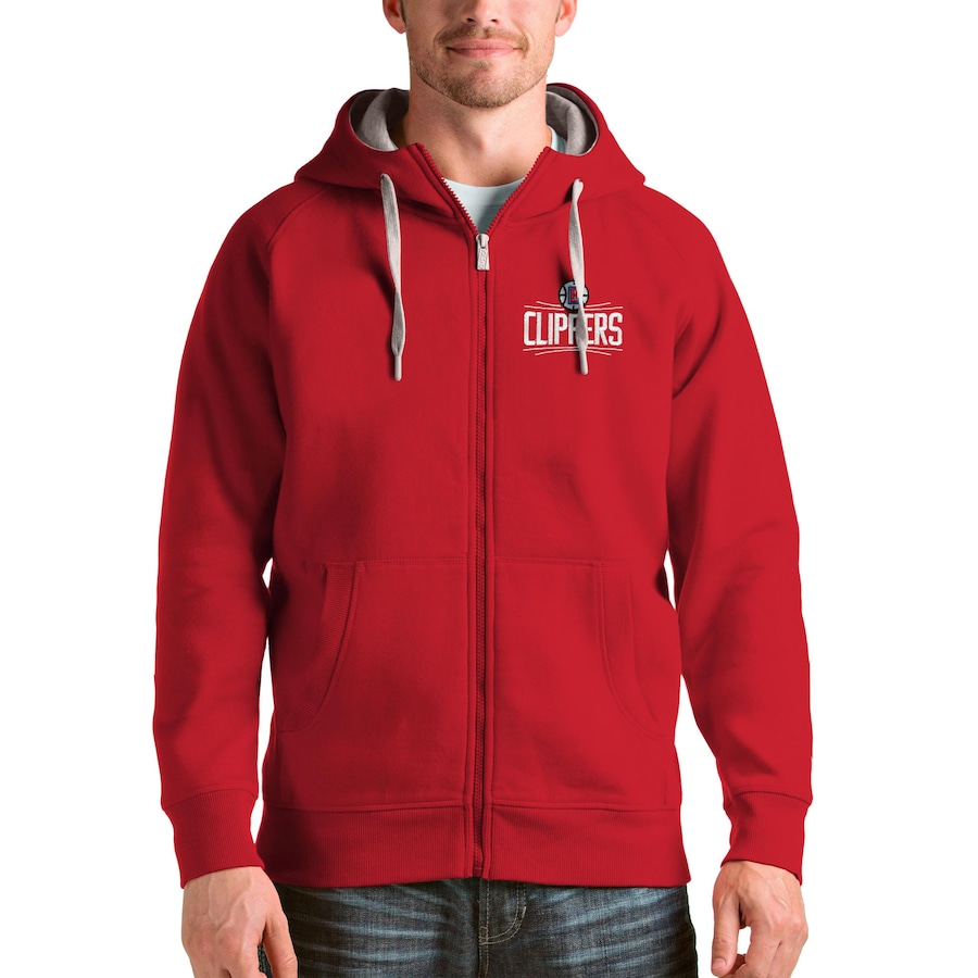 Men's LA Clippers Antigua Red Logo Victory Full-Zip Hoodie Men's LA Clippers Antigua Red Logo Victory Full-Zip Hoodie