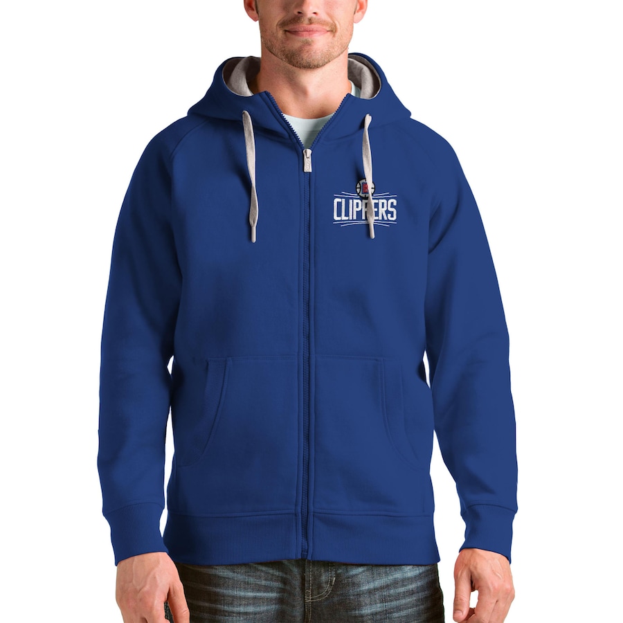 Men's LA Clippers Antigua Royal Logo Victory Full-Zip Hoodie