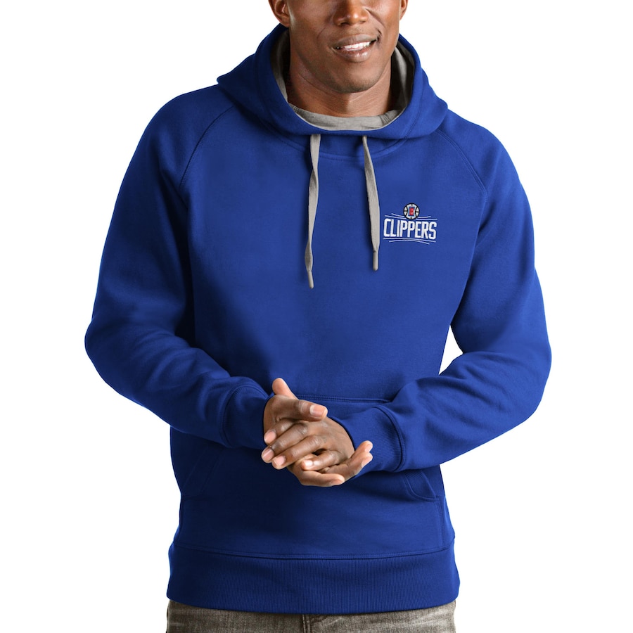 Men's LA Clippers Antigua Royal Victory Pullover Hoodie Men's LA Clippers Antigua Royal Victory Pullover Hoodie