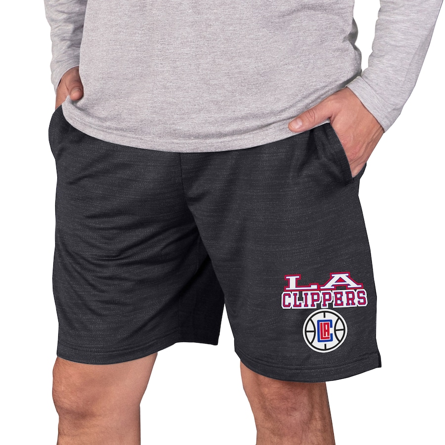 Men's LA Clippers Concepts Sport Charcoal Bullseye Knit Jam Shorts Men's LA Clippers Concepts Sport Charcoal Bullseye Knit Jam Shorts