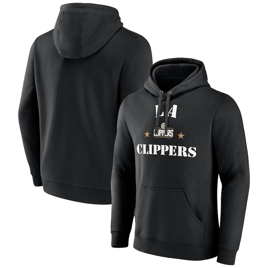 Men's LA Clippers Black 2022 Hoops For Troops Training Pullover Hoodie Men's LA Clippers Black 2022 Hoops For Troops Training Pullover Hoodie