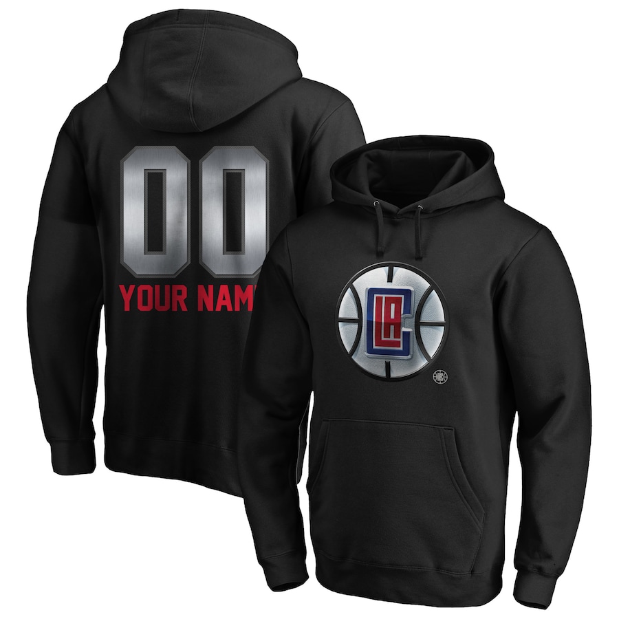 Men's Customize LA Clippers Black Midnight Mascot Personalized Name & Number Pullover Hoodie Men's Customize LA Clippers Black Midnight Mascot Personalized Name & Number Pullover Hoodie