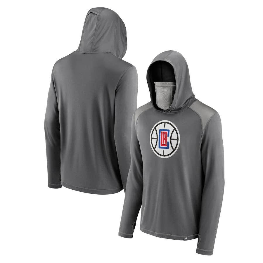 Men's LA Clippers Gray Rally On Pullover Hoodie with Face Covering