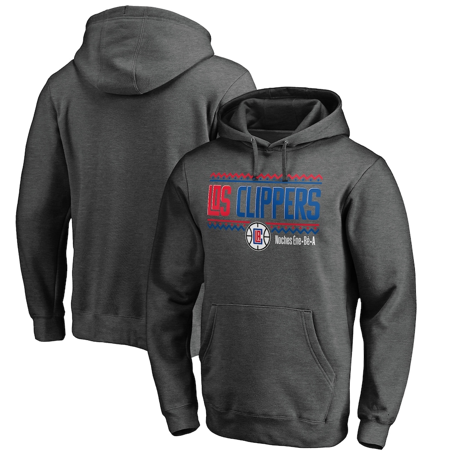 Men's LA Clippers Heather Gray Noches Ene-Be-A Pullover Hoodie Men's LA Clippers Heather Gray Noches Ene-Be-A Pullover Hoodie