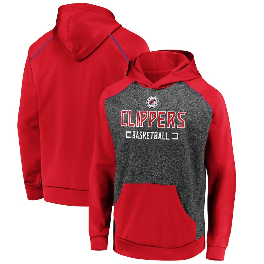 Men's LA Clippers Heathered Charcoal/Red Game Day Ready Raglan Pullover Hoodie