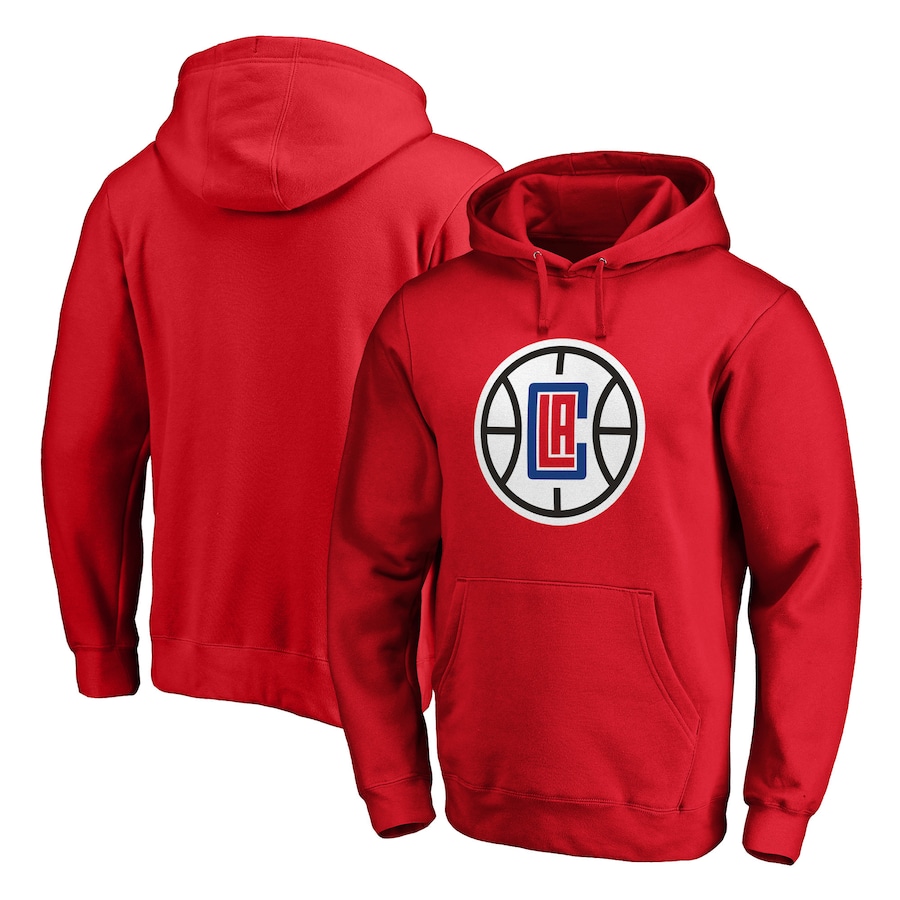 Men's LA Clippers Red Icon Primary Logo Fitted Pullover Hoodie