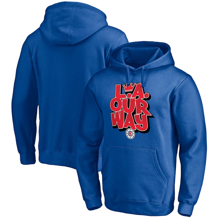 Men's LA Clippers Royal L.A. Our Way Post Up Hometown Collection Fitted Pullover Hoodie