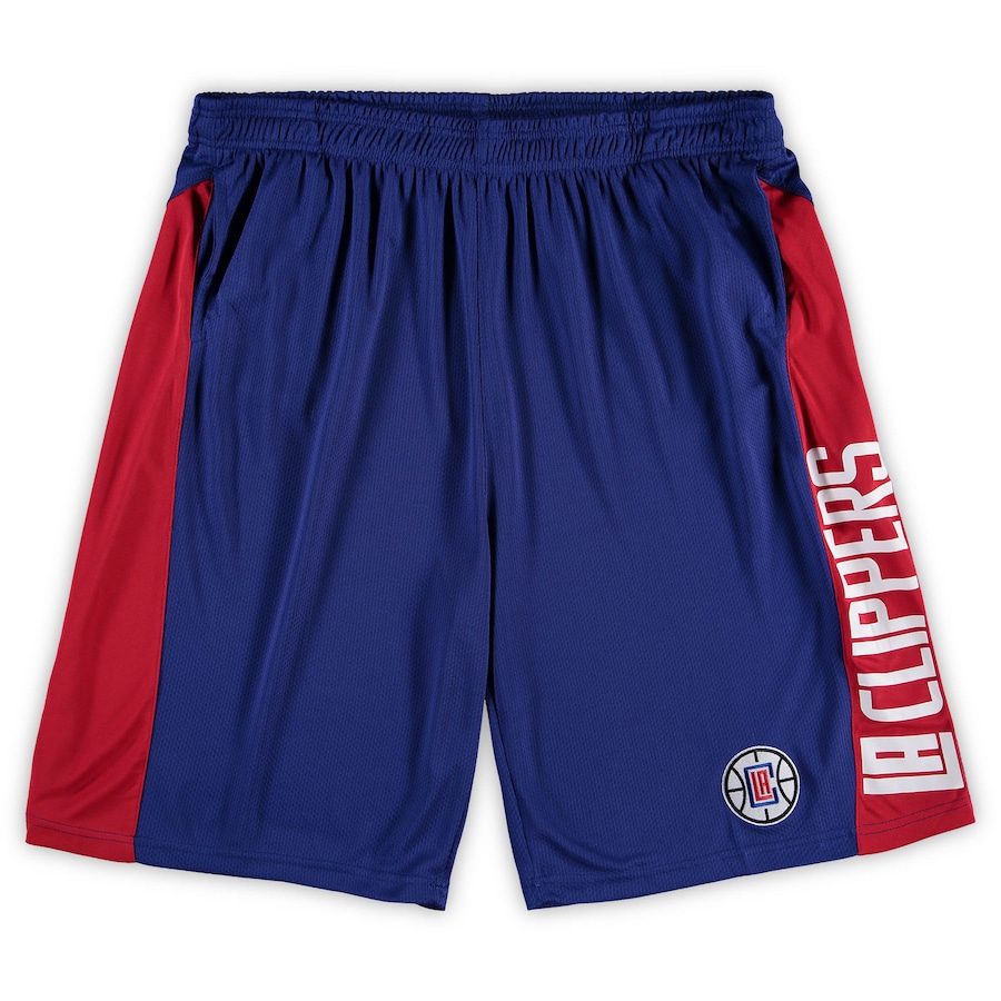 Men's LA Clippers Royal/Red Big & Tall Wordmark Logo Practice Shorts