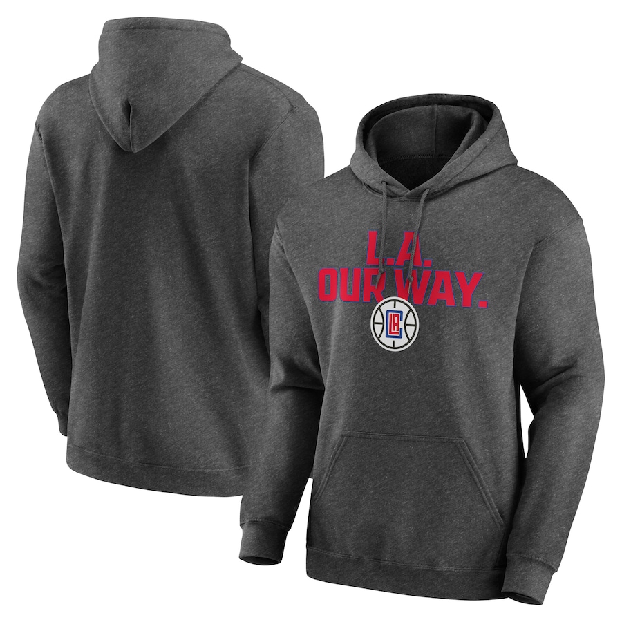 Men's LA Clippers Heathered Charcoal Victory Earned Pullover Hoodie