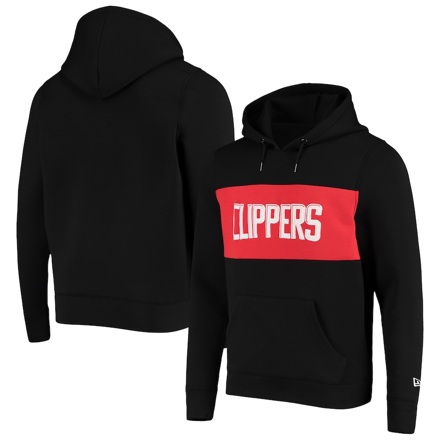 Men's LA Clippers New Era Black Neoprene Colorbock Pullover Hoodie