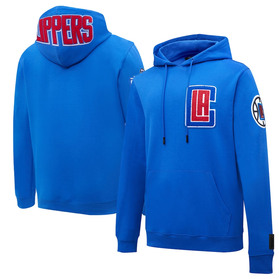 Men's LA Clippers Pro Standard Royal Chenille Pullover Hoodie Men's LA Clippers Pro Standard Royal Chenille Pullover Hoodie