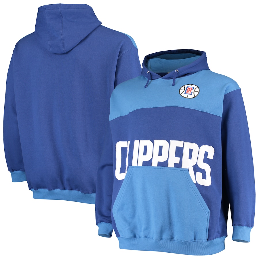 Men's LA Clippers Royal Big & Tall Tonal Oversized Wordmark Fleece Pullover Hoodie Men's LA Clippers Royal Big & Tall Tonal Oversized Wordmark Fleece Pullover Hoodie