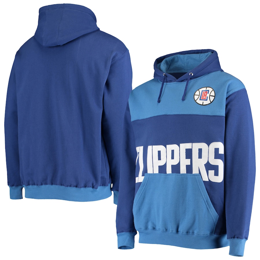 Men's LA Clippers Royal/Blue Tonal Oversized Wordmark Pullover Hoodie